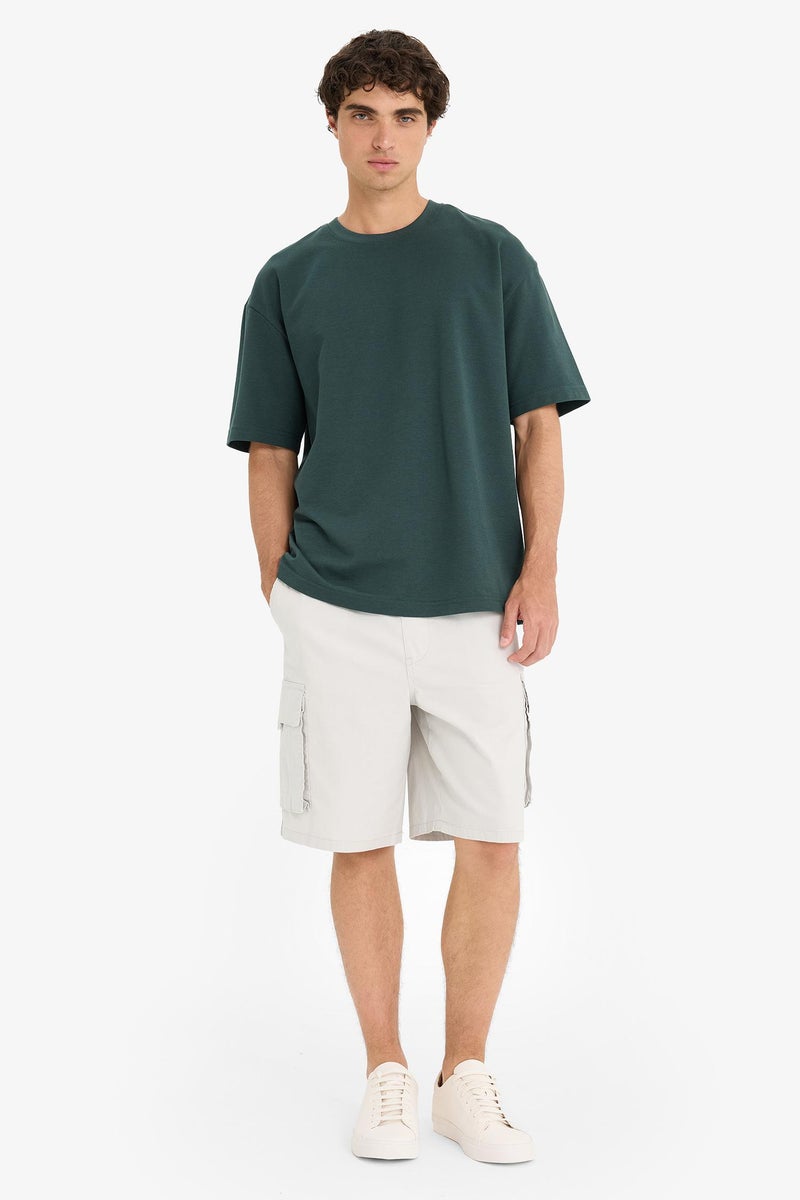 DeFacto Grey Man Cargo Fit Gabardine Bermuda Shorts Casual - Image 1